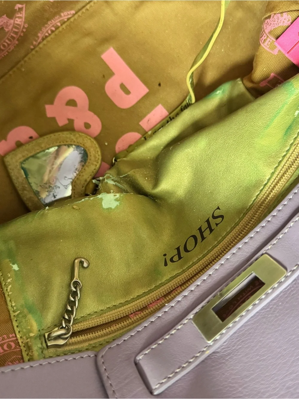 LavenderJuicy Couture B*rkin Style Leather Satchel Handbag with J Lock